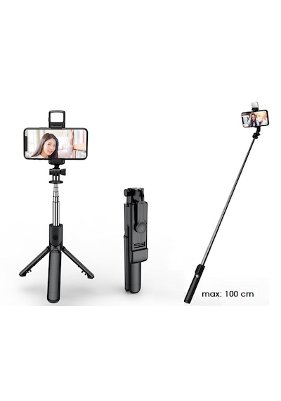 Q07 Selfie Çubuğu Led Işıklı Tripod Bluetooth Kumadanlı100 Cm