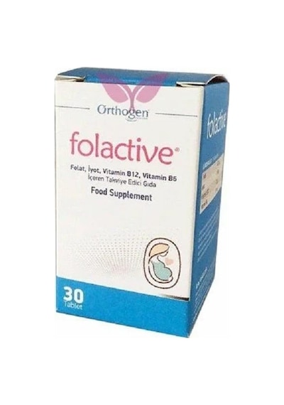 Orthogen Folactive Folat İyot Vitamin B12 Ve B6 İçeren Takviye Edici Gıda 30 Tablet