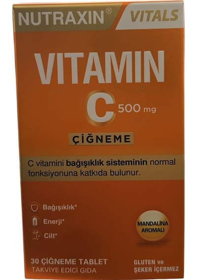 Nutraxin Vitamin C 500 Mg 30 Çiğneme Tableti 8680512600084