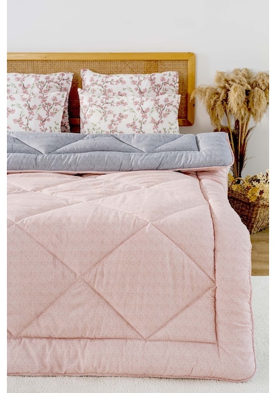 Rivaistanbul Pudra-gri Modie Çift Kişilik Çift Taraflı Lüx Yorgan 195x215 Cm Pembe