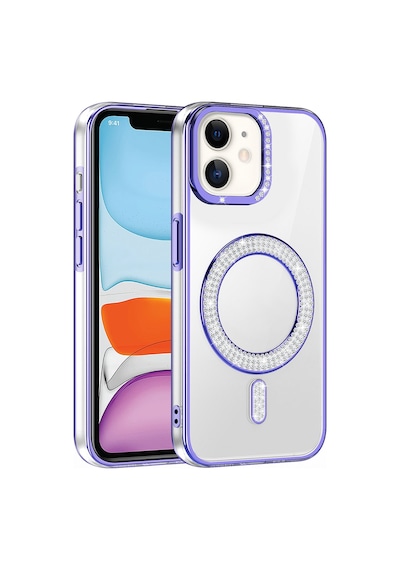 Teleplus Apple Uyumlu iPhone 11 Kılıf Karetta Diamod Taş Desenli Magsafeli Kapak