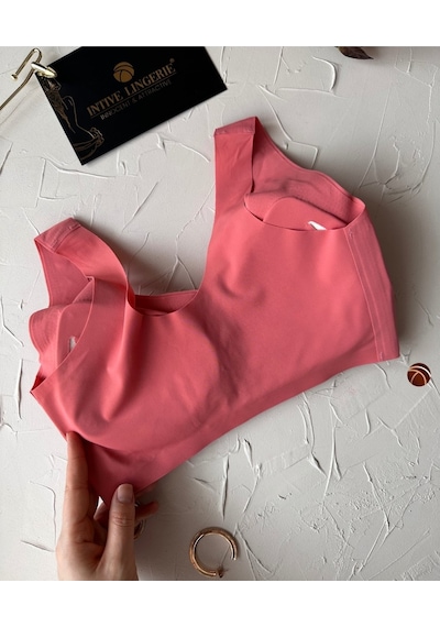 Gracie Lazer Kesim Dikişsiz Önü Çıtçıtlı Açılabilir Rahat Bralet/ Nar Çiçeği