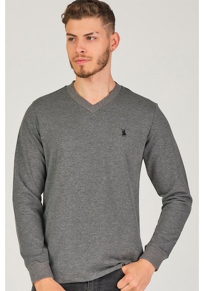 V4002 Dewberry V Yaka Erkek Sweatshırt-antrasit Antrasit