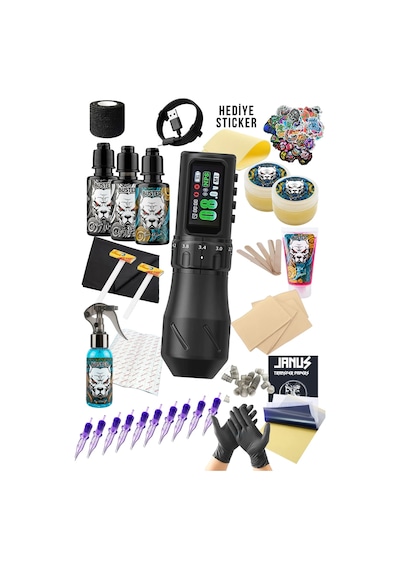 Sonıx Black Kablosuz 7 Stroke Değişebilir Dövme Makinesi Seti - Premium Dövme Seti