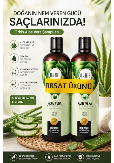 Orbis Aloe Vera Özlü Keratin Şampuan 2 x 700 ML