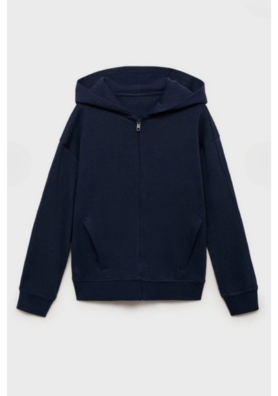 Kız Çocuk Basic Fermuarlı Kapüşonlu Okul Sweatshırt G2025-3-2 Lacivert
