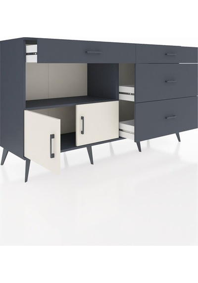 Hyperion Konsol Tek Raflı 4 Çekmeceli 2 Kapaklı 176x44x99 Antrasi Antrasit-aytaşı/antrasit Hyperion Konsol Tek Raflı 4 Çekmeceli 2 Kapaklı 176x44x99 Antrasi Antrasit-aytaşı/antrasit