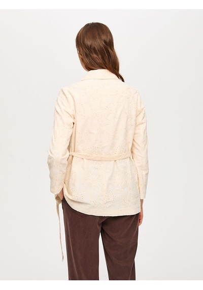 Faik Sönmez Delik İşi Payetli Brodeli Blazer Ceket S26ckt016 Us26ckt01673 Ekru