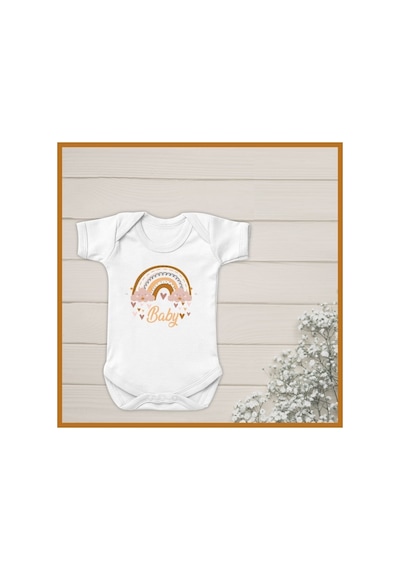 Babylimon Baby Boho Organik Yazılı Bebek Body Zıbın Beyaz - 132207408 Beyaz