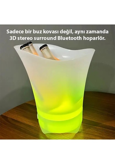 Ezere Hoparlör Buz Kovası 5l Bluetooth Hoparlör Ile Renkli Buz Kovası Led- 5775