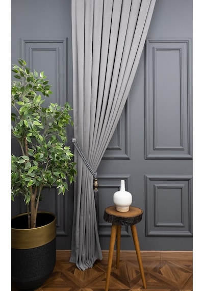 Evdepo Home Gri Fon Perde Tek Kanat (539795293) Gri