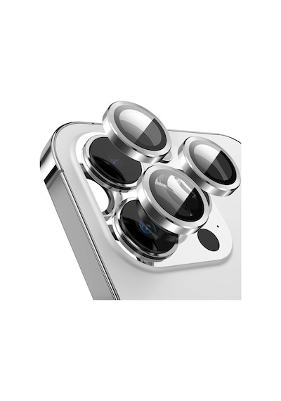 Apple Uyumlu iPhone 15 Pro Max Raze Metal Kamera Lens Koruyucu Gümüş
