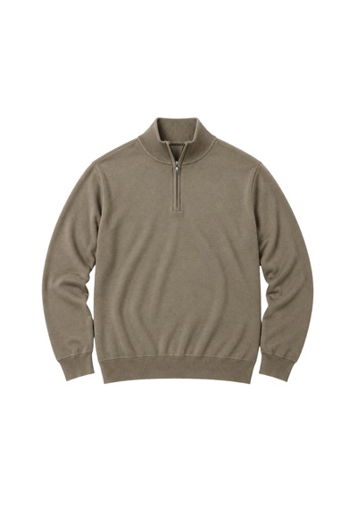 Battalmoda Erkek Büyük Beden Vizon Fermuarlı Dik Yaka Pamuklu Kazak 3xl-4xl-5xl-6xl