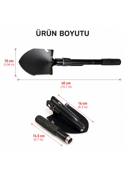 Katlanır Kamp Küreği 3 Ü 1 Arada Çok Amaçlı Kazma Çapa Testere Çok Amaçlı El Aleti