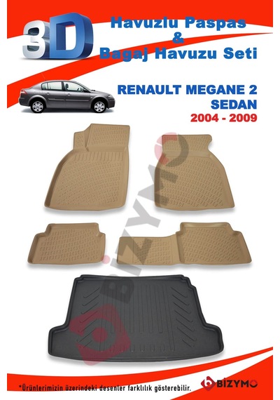 Renault Megane 2 Sedan 2004-2009 Bej Paspas Ve Bagaj Havuzu Seti Bej