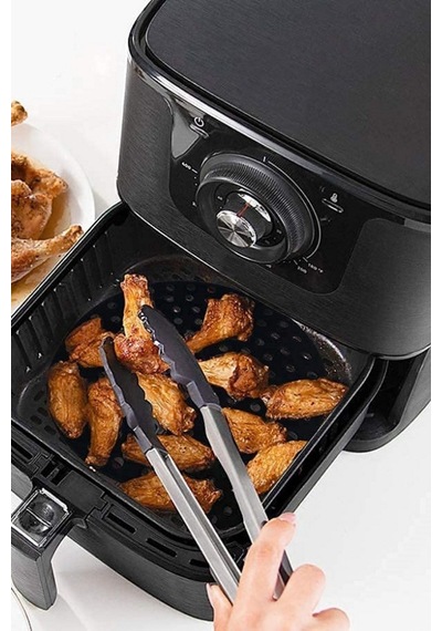 Buradabuldun Siyah Isıya Dayanıklı Yıkanılabilir Silikon Fırın Ve Airfryer Yuvarlak Model Pişirme Matı 20 Cm