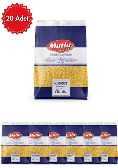 Mutlu Mutlumakarna Kuskus 500 G X 20 Paket Lezzetli, Dayanıklı Ve Kolay Pişen Italyan Tipi Makarna