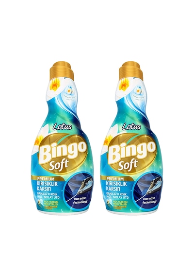 Bingo Soft Lotus Konsantre Yumuşatıcı Kırışıklık Karşıtı 1200 Ml 2 Li 2'li Set