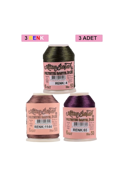 3 Adet Altınbaşak Oya Ve Dantel İpi 20 Gr - Royaleks - No: 1144 - 065 - 004