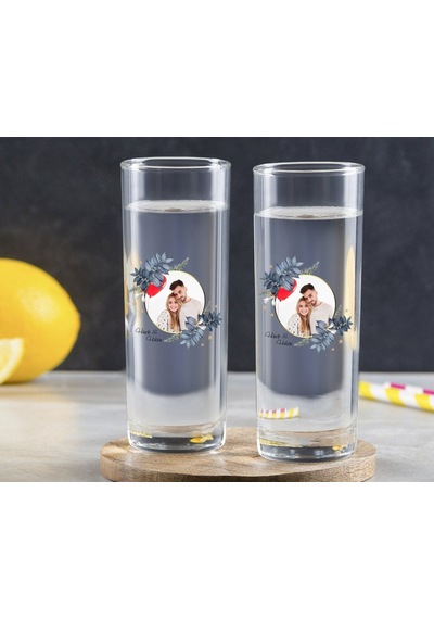 Kişiye Özel Renkli Baskılı İsimli Fotoğraflı İkili Vodka Bardağı-34 Çok Renkli