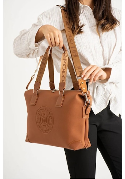 Just Polo Kadın Büyük Valiz Boy Ayarlanabilir Askılı Lüks El Ve Omuz Çantası Shopper Ebat: 33 X 40 Cm Taba 76374304