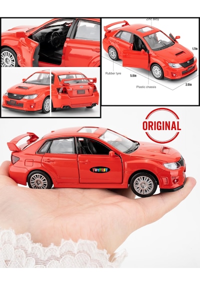 Uzak Doğu Serisi Subaru Wrx Stı Kırmızı Açılır Kapılar Diecast Çek Bırak Metal Model Araba 11cm 1:32