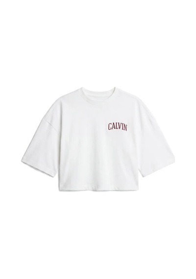 Calvin Klein Ss Boxy Cropped Back, Yaf Beyaz Kadın T-shirt
