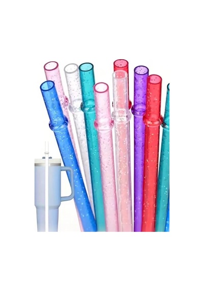 Simli Halkalı Tritan Pipet Seti, 4&apos Lü Şeffaf Simli Pipetler, Temizleme Fırçası Dahil, 40oz Uyumlu, Bpa İçermeyen, Kesilebilir 000 Açık Krem