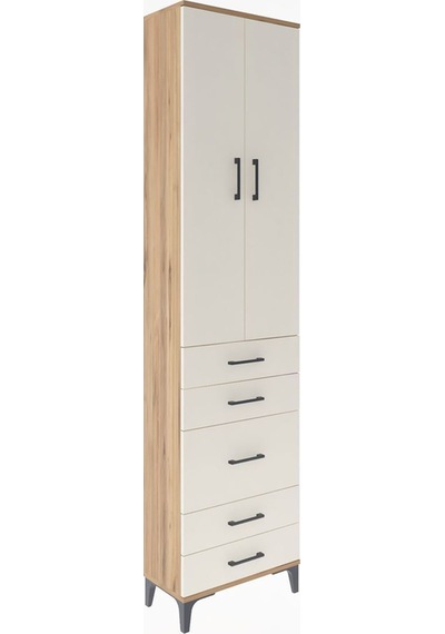 Arges Dolap 4 Raflı 5 Çekmeceli 2 Kapaklı 60x30x243 Çam-aytaşı Atlas Çam