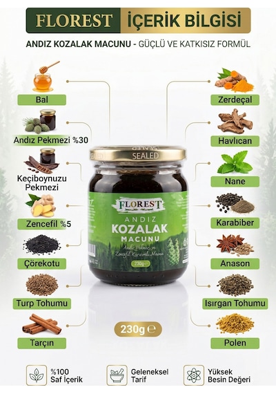 Andız Kozalak Macunu 230 Gr Andız Pekmezli Zencefilli Bitkisel Macun - 890427035 Diğer