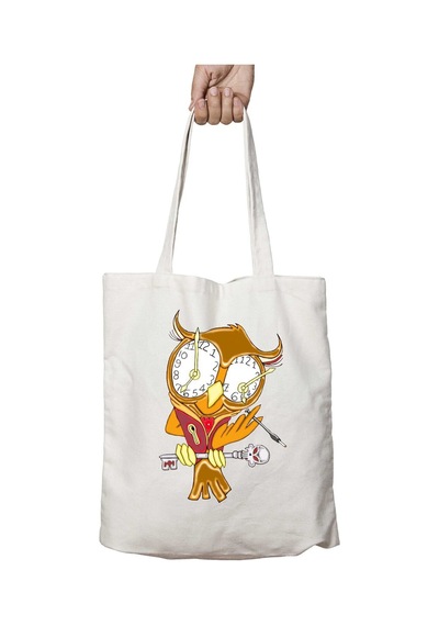 Art Hediye Whimsical Steampunk Owl İki Tarafı Kalıcı Baskılı Yıkanabilir Çanta Çok Renkli