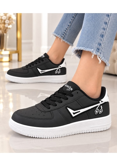 Papucumun Dünyası Kadın Kiraz İşlemeli Nakış Detaylı Konforlu Hafif Sneaker Spor Ayakkabı Siyah Papucumun Dünyası Kadın Kiraz İşlemeli Nakış Detaylı Konforlu Hafif Sneaker Spor Ayakkabı Siyah
