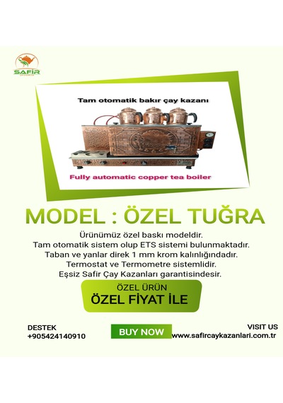 3 Gözlü Bakır Çay Kazanı Osmanlı Model Tüplü Çay Ocağı Otomatik