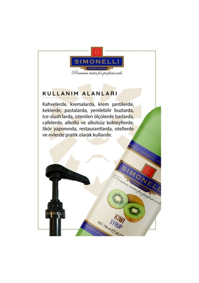Simonelli Kivi Kahve Şurubu 700 ML + Pompa
