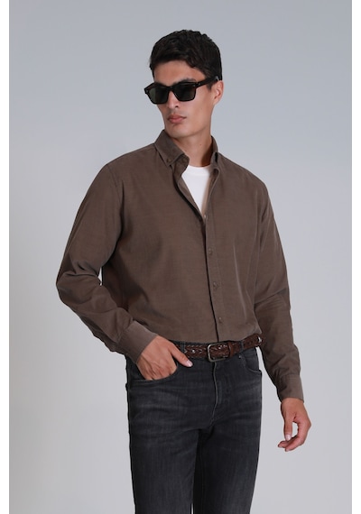 Lufian Water Erkek Basic Gömlek Slim Fit Kum Kum 112010664100580 Kum