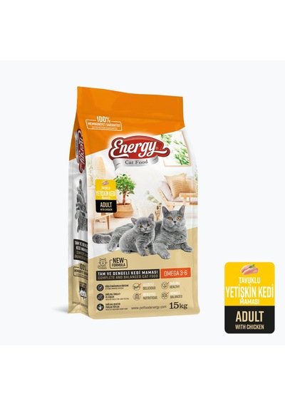 Energy Tavuklu Yetişkin Kedi Maması - 15 Kg