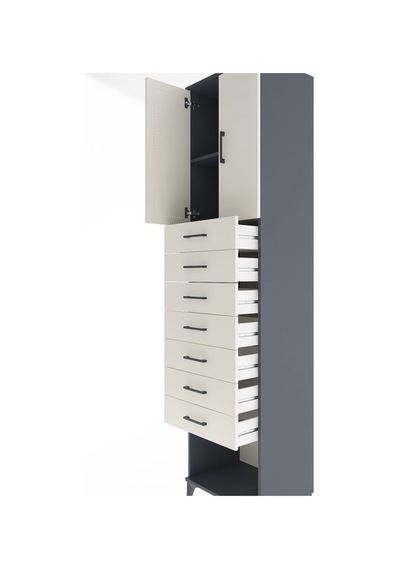 Hyperion Dolap 2 Raflı 7 Çekmeceli 2 Kapaklı 60x44x243 Antras... Antrasit