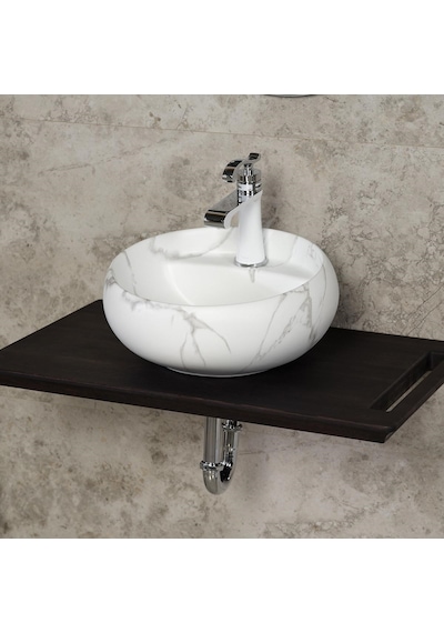 Lena EH-4660M6 Tezgah Üstü Lavabo Beyaz Mermer