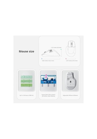 Keychron M6 Yükseltme Kablosuz Bluetooth/2.4 Ghz/kablolu Optik Fare, 1000 Hz Hafif Programlanabilir Pixart 33 M6s-b72