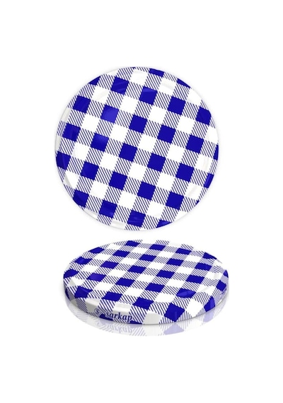Hijyenik Paketli 10 Adet Kavanoz Kapağı - Lacivert Ekose- 82mm Tek Renk