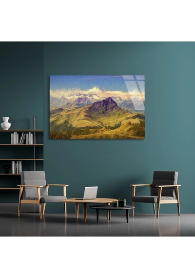 Karlı Dağ Zirvesi - Cam Tablo - Deg0945 90 X 60 Cm