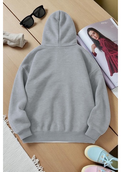 Uyguntarz Unisex Eriyen Kalpler Tasarım Basklı Sweatshirt Gri