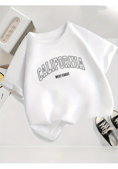 Uyguntarz Çocuk California Baskılıtasarım Tshirt Beyaz
