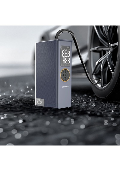 Lenyes Lcı205 Ledli Araç Akü Acil Durum Takviye Güç Kaynağı Ve Hava Kompresörü 12v 100w 7200mah Gri