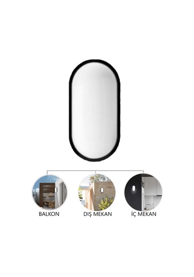 3 Adet 20w Su Ve Nem Geçirmez Siyah Kasa Beyaz Işık 6400k Oval Siyah