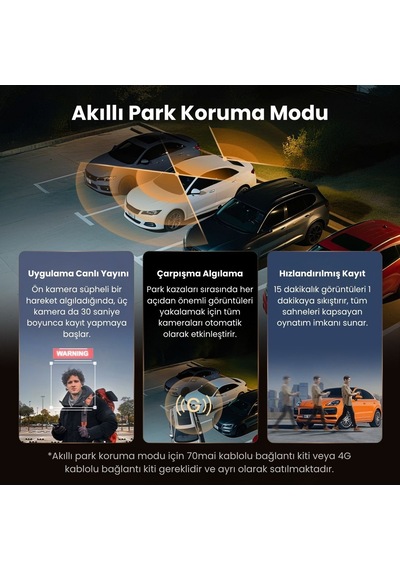 70mai T800-41 Ön Kamera +iç Kamera + Rc41 Arka Kamera 128gb