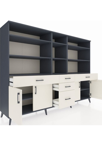 Hyperion Dolap 11 Raflı 5 Çekmeceli 4 Kapaklı 220x44x163 Antrasit Antrasit-aytaşı Hyperion Dolap 11 Raflı 5 Çekmeceli 4 Kapaklı 220x44x163 Antrasit Antrasit-aytaşı