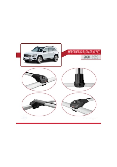 Accessorypart Mercedes Glb-class X247 2020 Ve Sonrası İle Uyumlu Ace-1 Ara Atkı Tavan Barı Gri