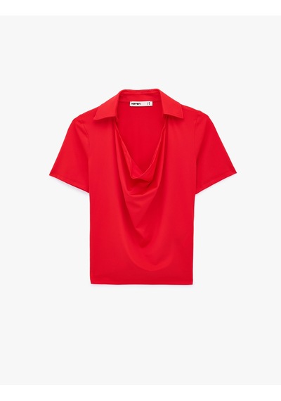 Koton Slim Fit Polo Degaje Yaka Kısa Kollu Bluz Kırmızı 6sak80152ek