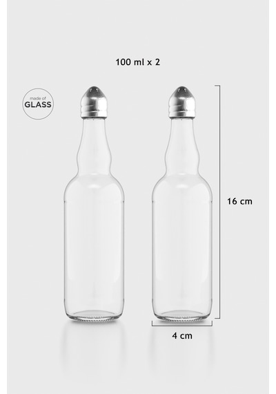 Renga Shaky 100 Ml Metal Kapaklı 2'li Cam Tuzluk Seti 121005 Gümüş
